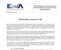 EWA statement on the mandate for the evolution of standards linked to the project of Eco-Design Directive